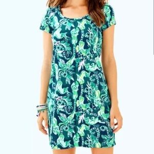 Lilly Pulitzer Beacon T-Shirt Dress Tidal Wave In The Details Short Sleeve XXS